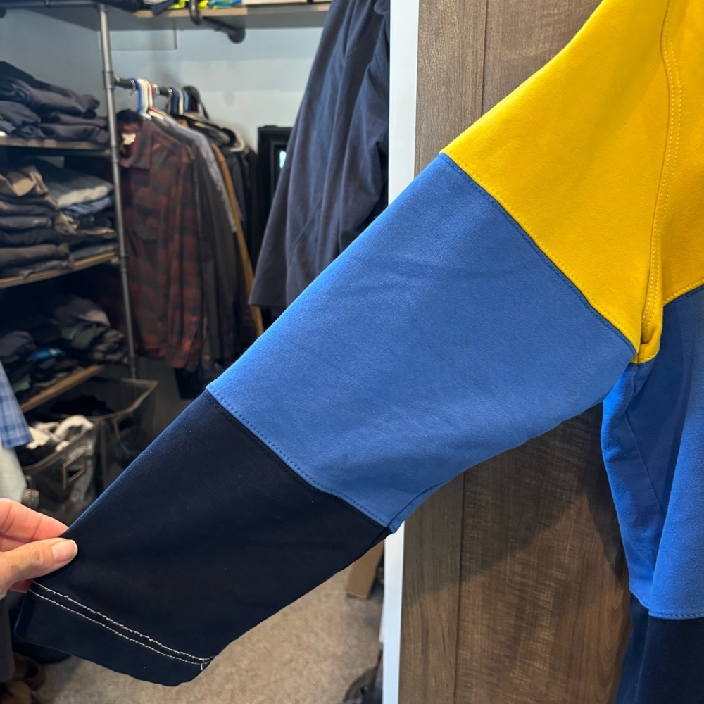 Lauren Ralph Lauren 3X Hoodie Yellow and Blue Color Block Sweatshirt - Picture 8 of 13